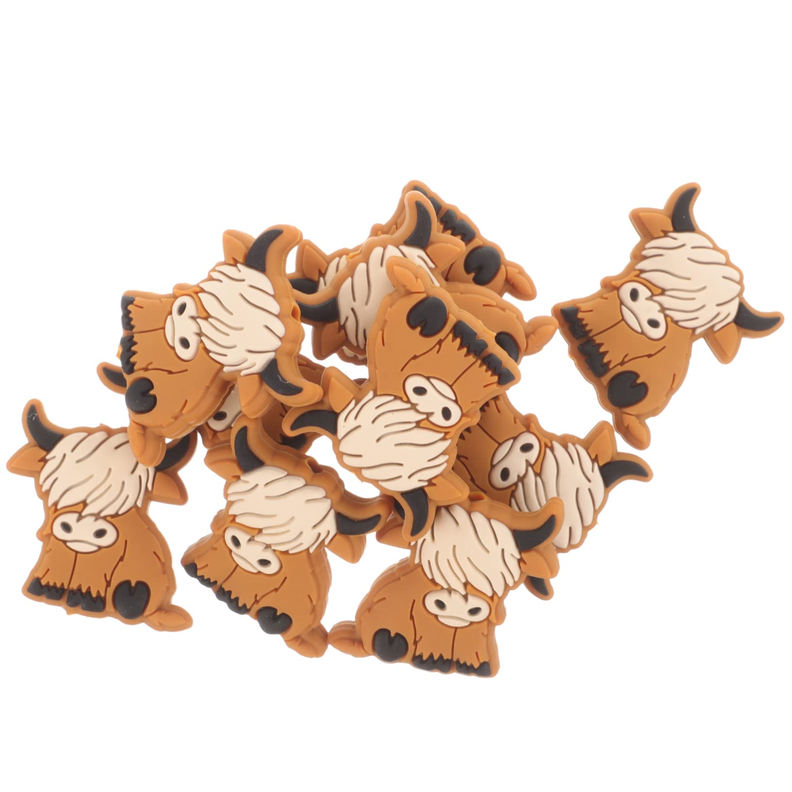 SEWACC 10pcs Highland Beads Animal Beads Silicone Beads Cute Teether Silica  Gel Light Brown Baby Light Brown 2.8x2.7cm