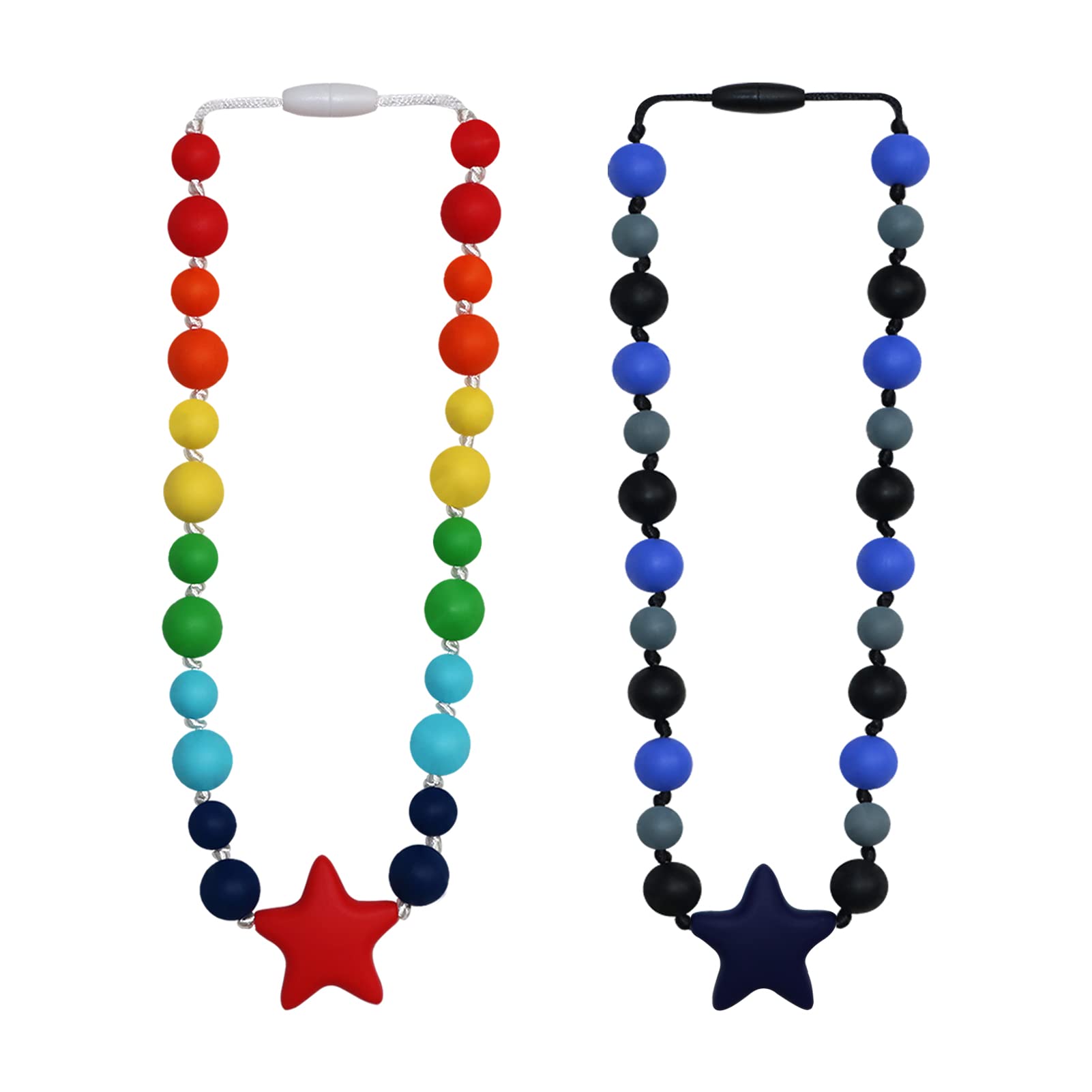 Chew Necklace for Sensory Kids 2 Pack Chewy Silicone Beads Teething  Necklaces for Boys and Girls with Autism ADHD SPD Chewable Fidget Toys to  Calms and Reduces Biting Chewing Fidgeting