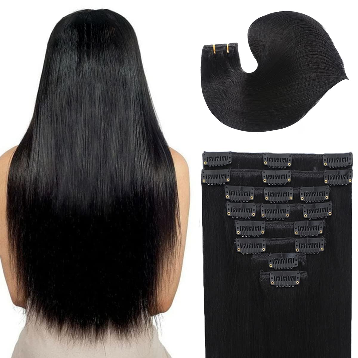 Russian Virgin Remy Human Hair, Clip-In Hair Extensions - 28 Inches / Curly / from Virgin Hair