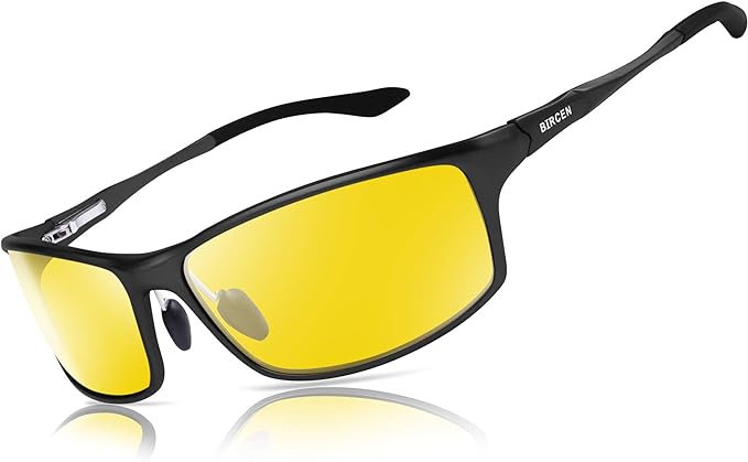 Bircen Night Vision Glasses for Driving, HD Anti Glare Al-Mg Frame Night Driving  Glasses for