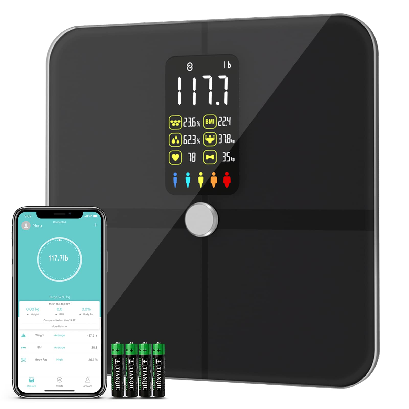 Shapa Numberless Smart Weight Loss Scale - Smart Scale for Weight Loss,  Patented 5-Color Feedback System, Body Composition & Health Monitor  Bluetooth