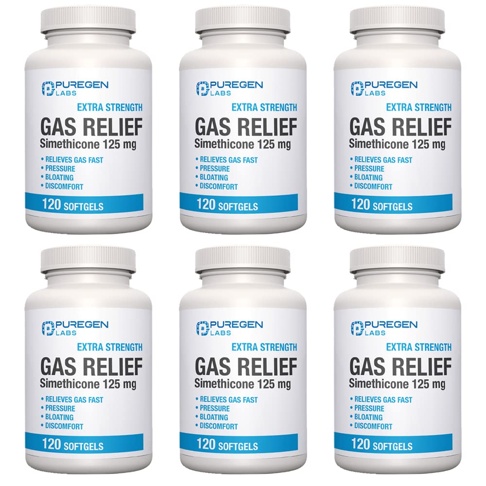 Puregen Labs Extra Strength Gas Relief Softgels with Simethicone 125 mg