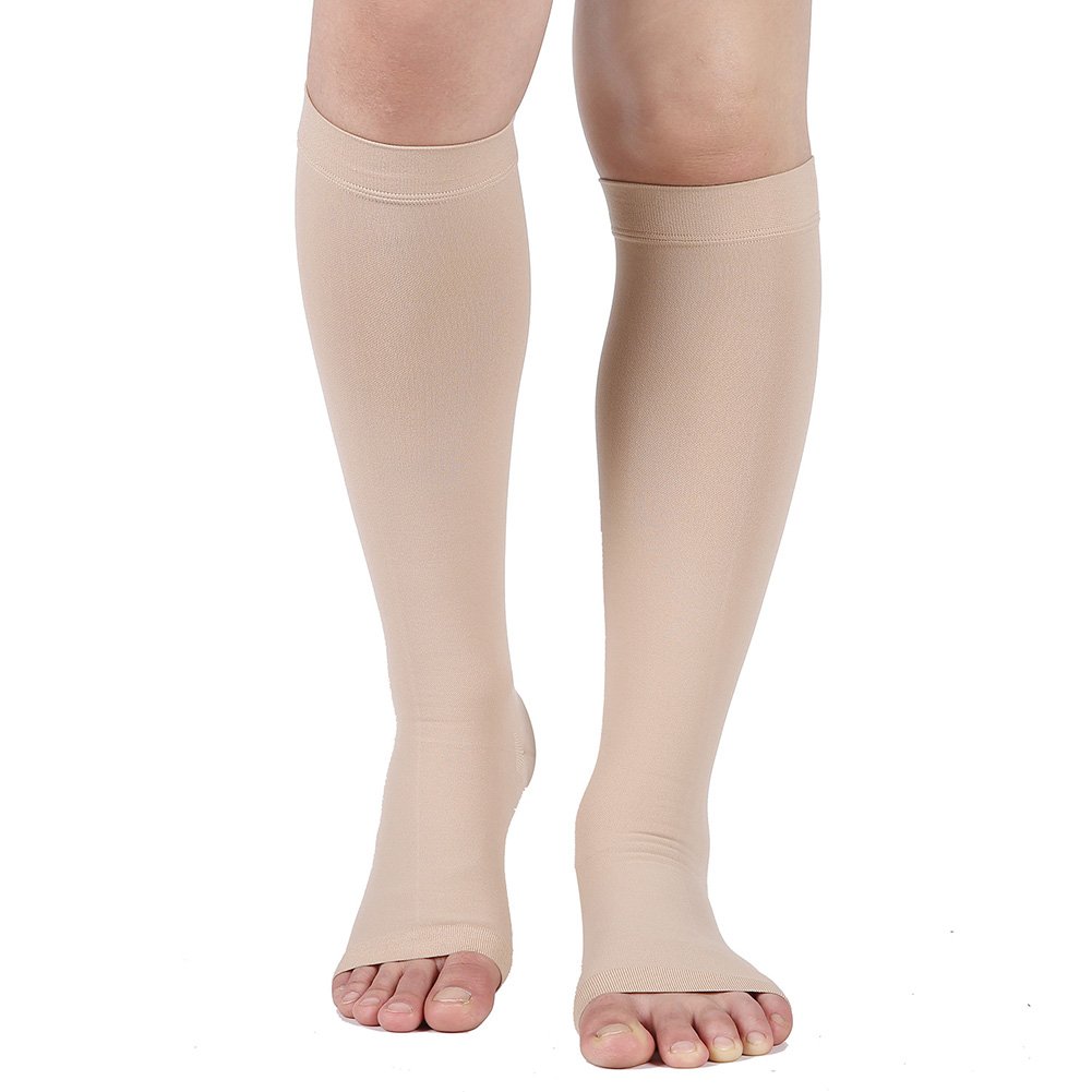 Compression Socks, 20-30 mmHg Graduated Knee-Hi Compression Stockings for  Unisex, Open Toe, Opaque, Support