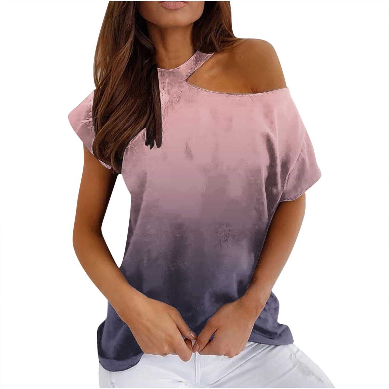  Womens T Shirt Dressy Casual Half Sleeve Tshirts Plus Size Hide  Belly Blouses Round Neck Workout Top Hawaiian Shirts : Sports & Outdoors