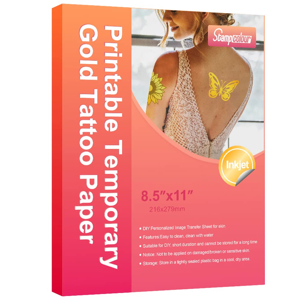 Inkjet Temporary Tattoo Paper 8.5 x 11 (Pack of 10 Sheets) -Make Your Own  Removable Tattoo-*