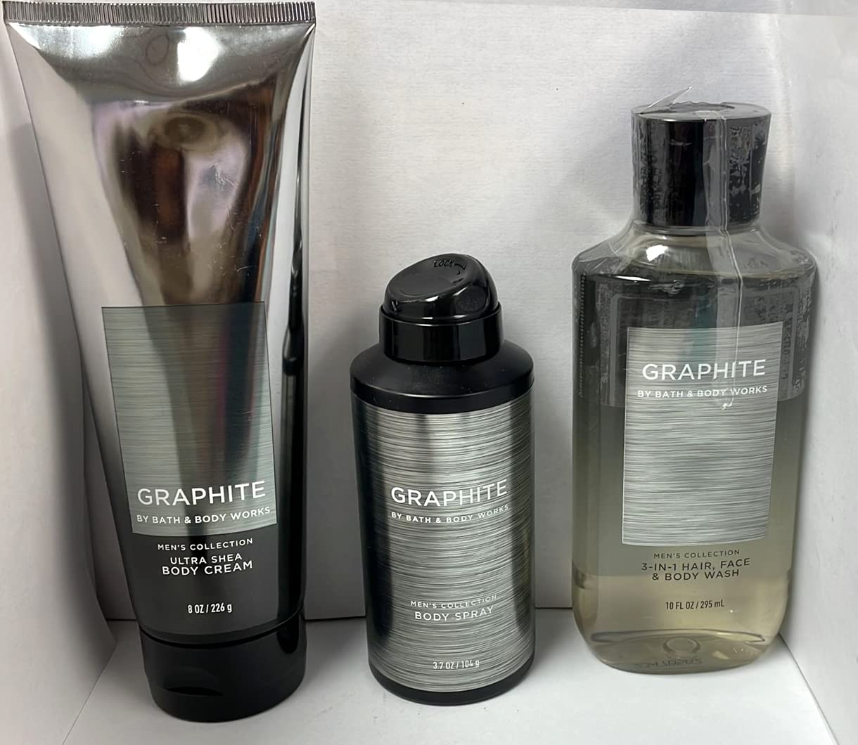 BATH AND BODY WORKS GIFT SET GRAPHITE FOR MEN BODY WASH BODY CREAM