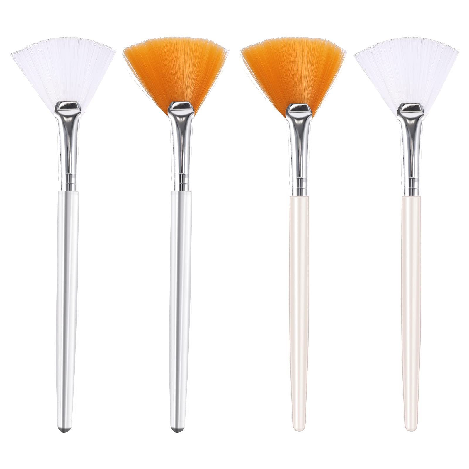 6 Pieces Fan Mask Brushes Soft Fan Facial Mask Applicator Tools Brush  Makeup Brushes Cosmetic Tools with Handle for Peel Mask Makeup Women Girls ( White Hair) : Beauty & Personal Care