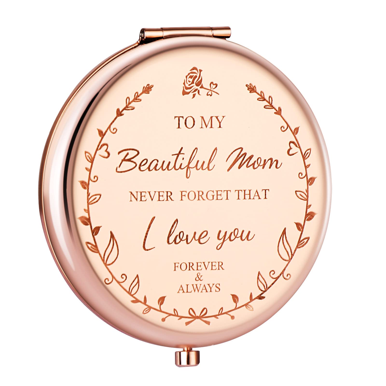 Zzbakress Mom Birthday Gifts for Mom I Love You Mom Compact Mirror Gifts  for Mom Birthday Gifts for Mom from Daughter Meaningful Gift Ideas Presents  for Mom (Rose Gold)