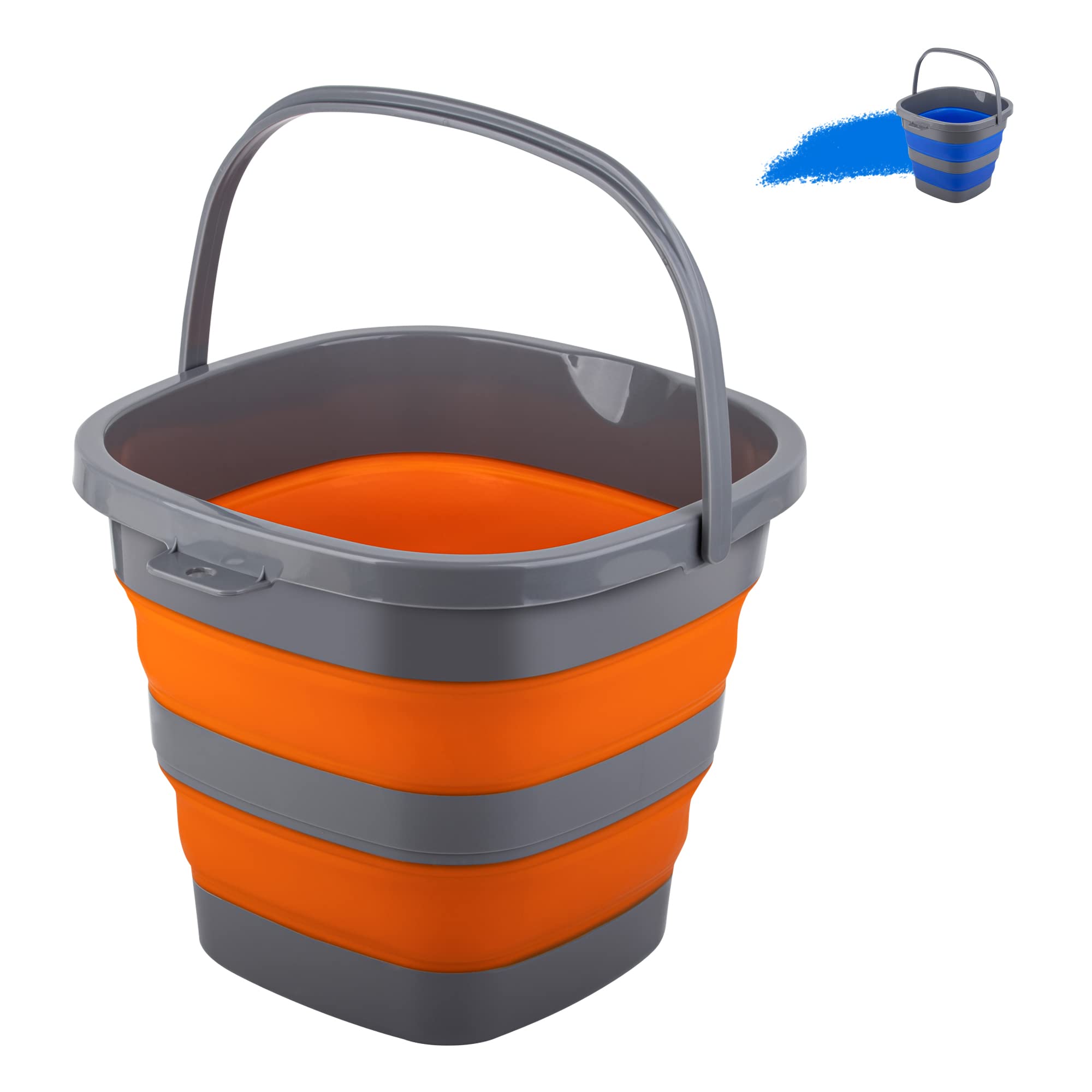 Collapsible Bucket with 2.6 Gallon (10L), Mop Bucket for Cleaning, Plastic  Bucket for Garden, Car Washing or Camping, Portable Fishing Water Pail 2.6  Gal / 10L Orange