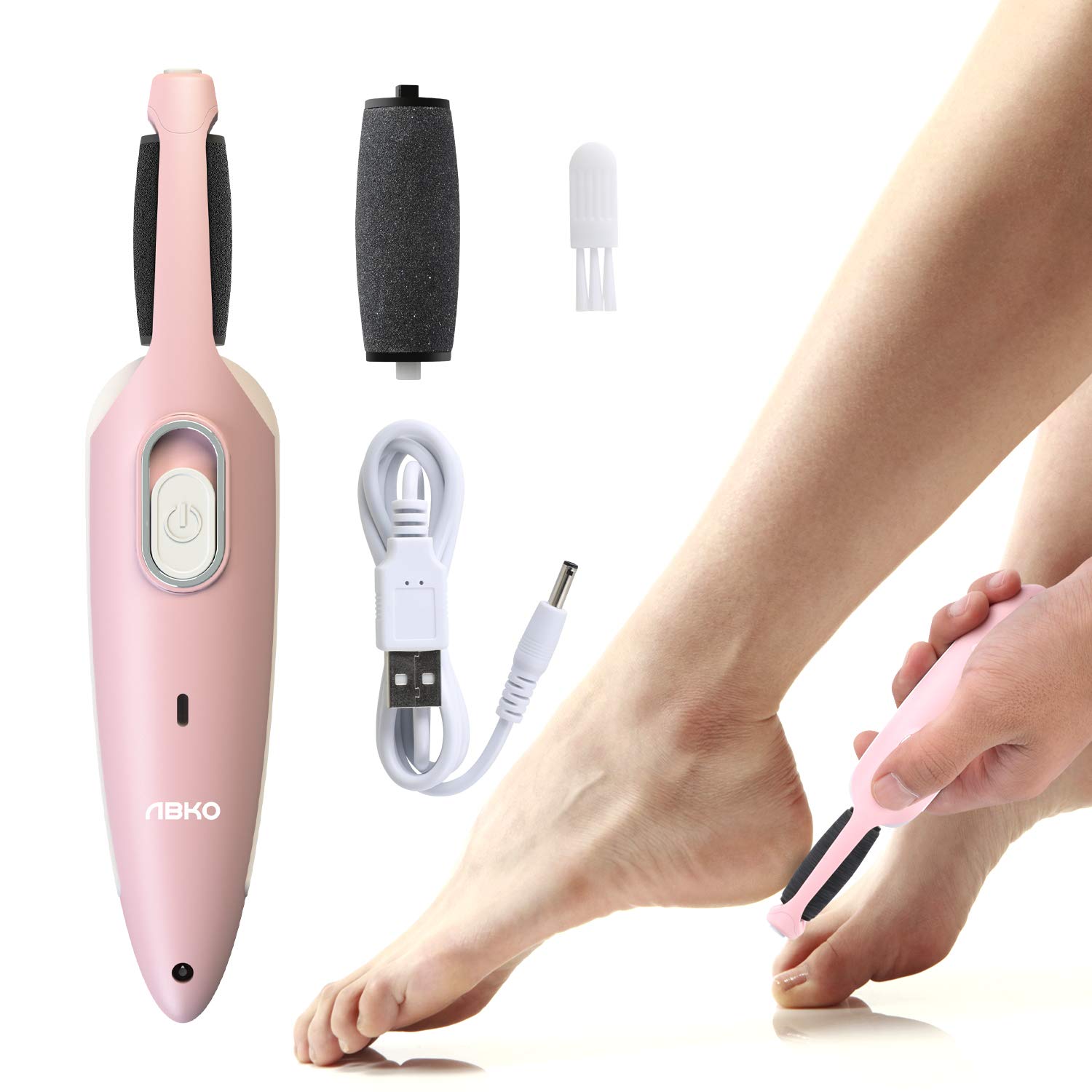 PEDEGG Cordless Electric Callus Remover Foot File Abrasion Roller (Pink)