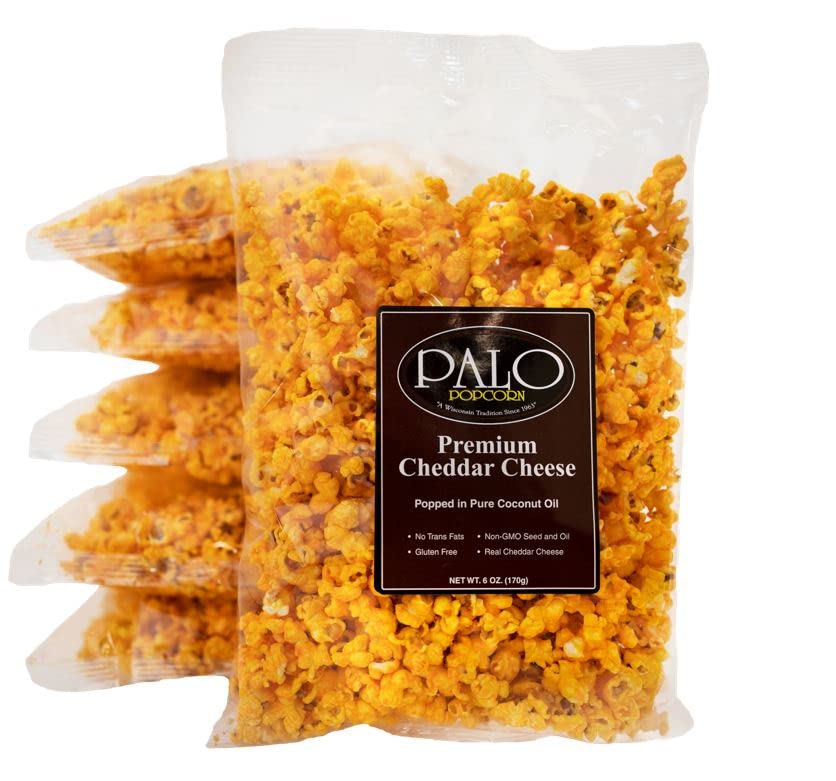 Palo Popcorn Gourmet Cheddar Cheese Popcorn Snacks, Gluten Free