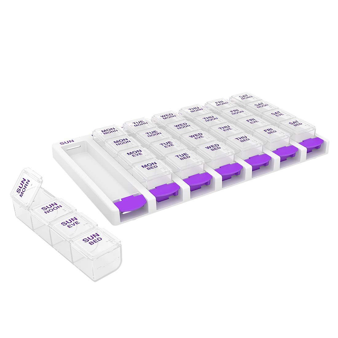 EZY DOSE Weekly (7 Day) 4 Times a Day Push Button Pill Organizer