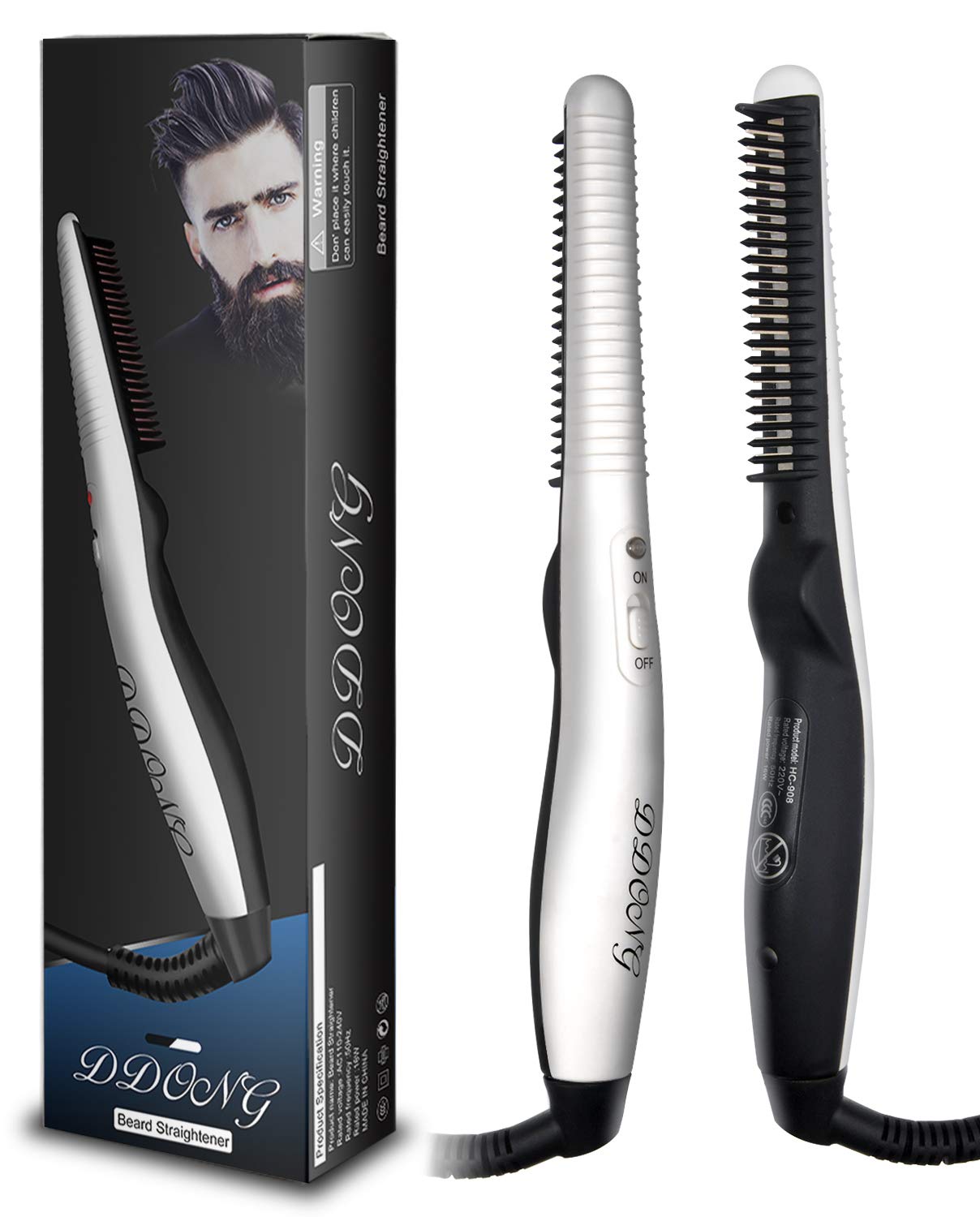 Beard Straightener Comb for Men,Hair Hot Comb,Quick Electric Heated Beard Brush  Styler,Travel Portable Styling Comb Beard Iron, Multifunctional  Straightening Brush Style-1