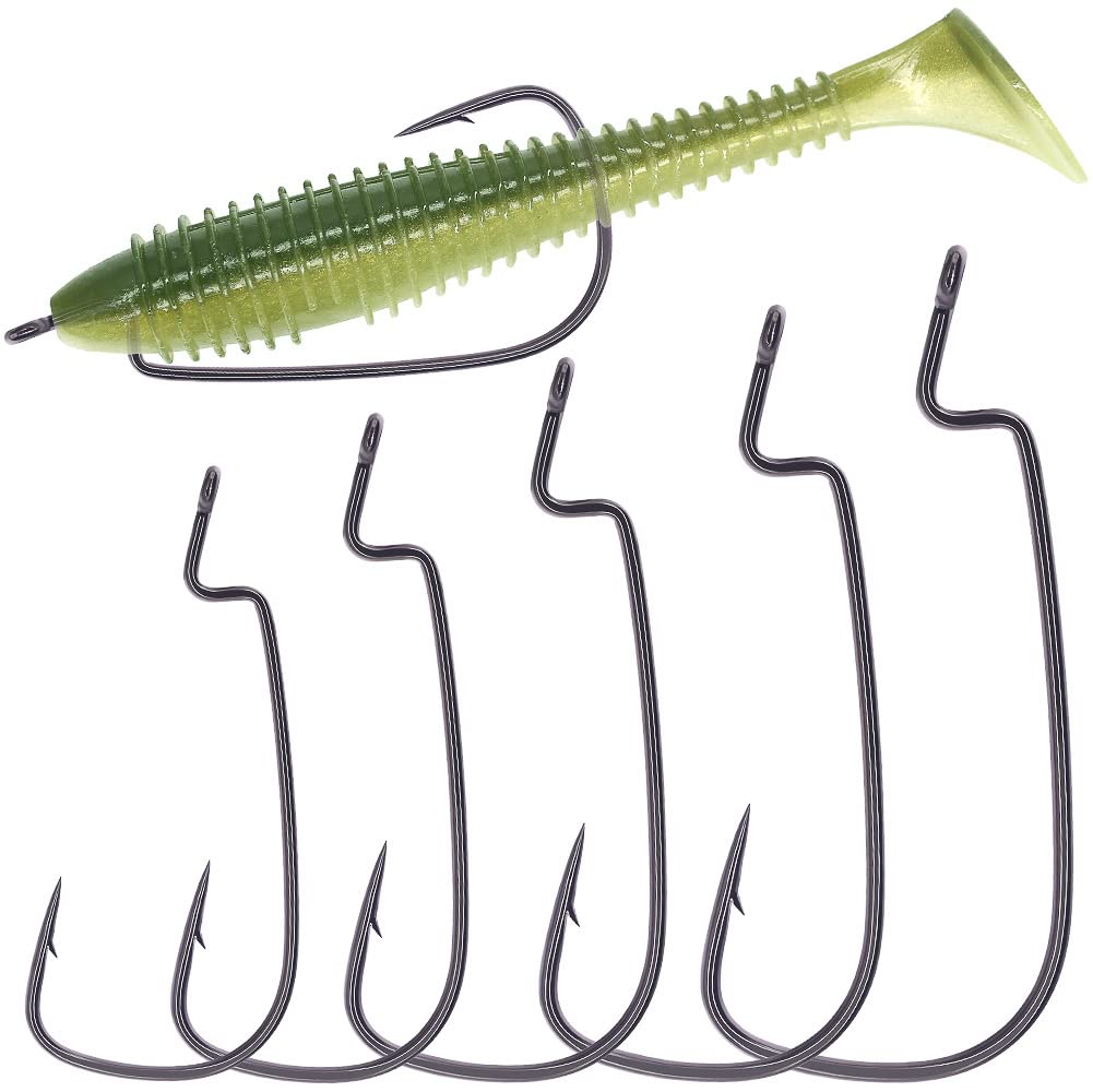  Offset-Worm-Hooks-for-Bass-Fishing-Rubber -Worms-Ewg-Wide-Gap-Bass-Hooks Freshwater Texas Rig Soft Plastics Worms Bait  Fishing Hook Black Red Colored 1/0 2/0 3/0 4/0 : Sports & Outdoors