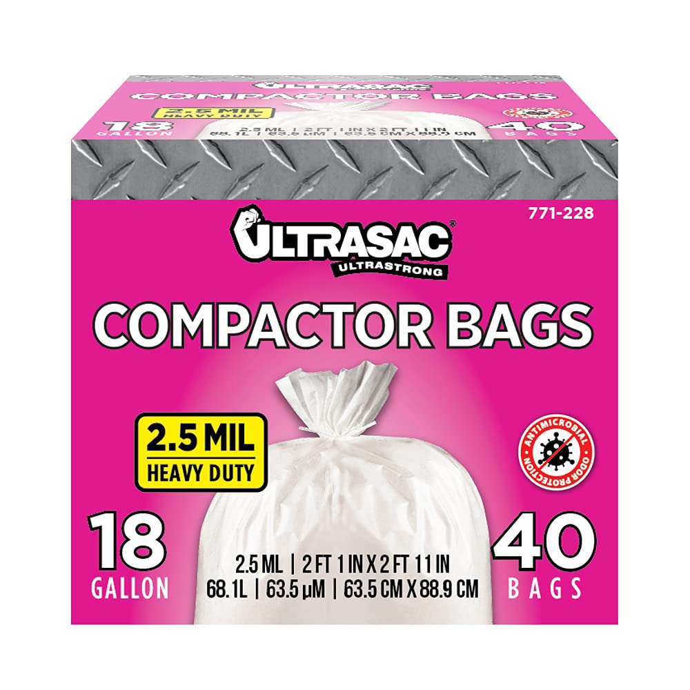 Clear Recycling Bags by Ultrasac - Heavy Duty 45 Gallon Garbage Bags Huge 100 