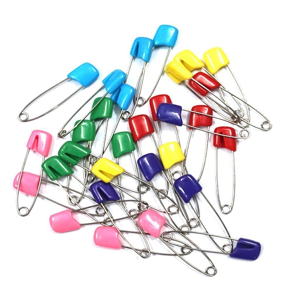 Coolrunner 50 PCS Baby Safety Pins, Assorted Color Plastic Head Diaper  Pins, Safety Locking Baby Cloth Diaper Nappy Pins