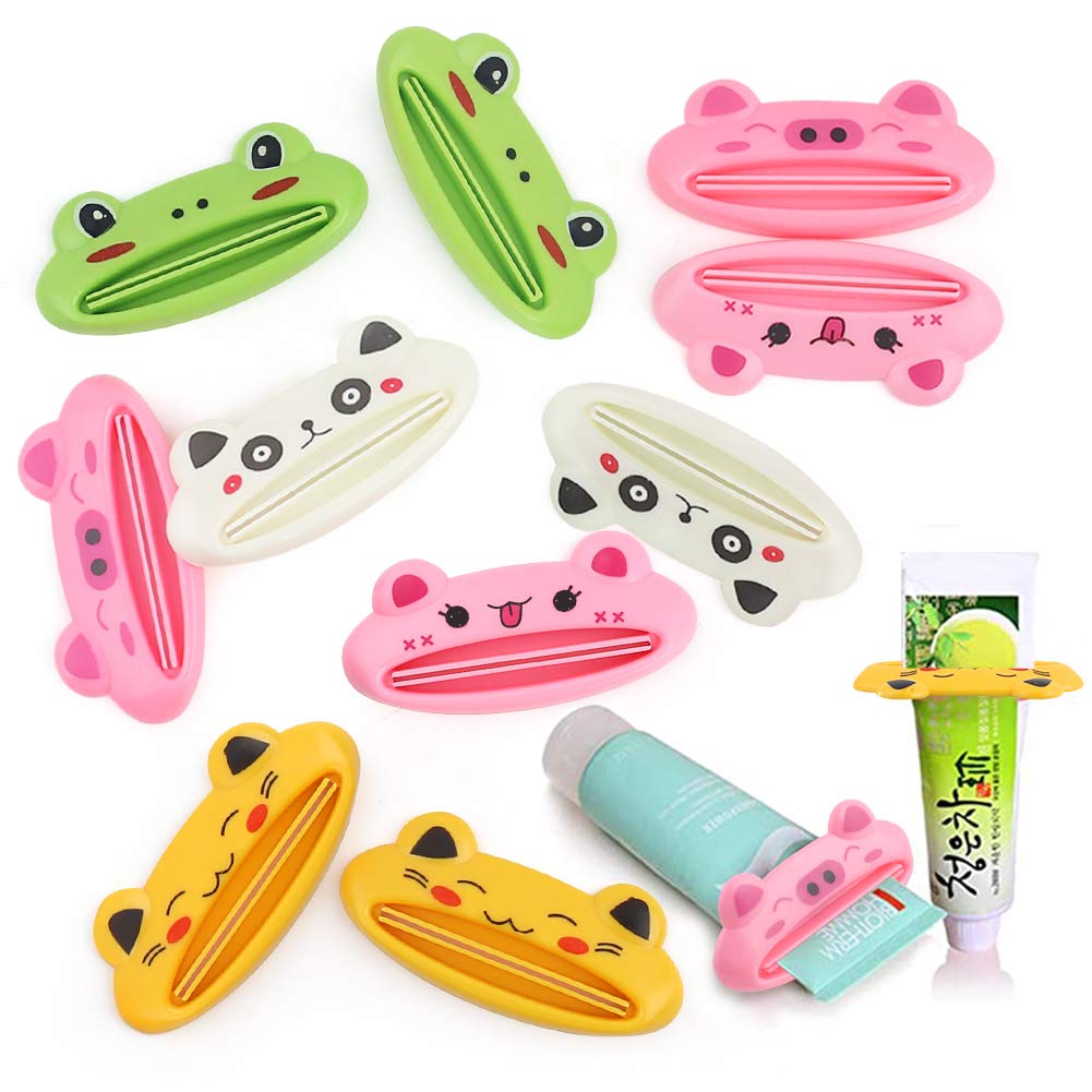 LOVEINUSA Toothpaste Tube Squeezer, 10PCS Kids Toothpaste Dispenser Cartoon  Animal Toothpaste Squeezer (Frog Panda Cat Pig)