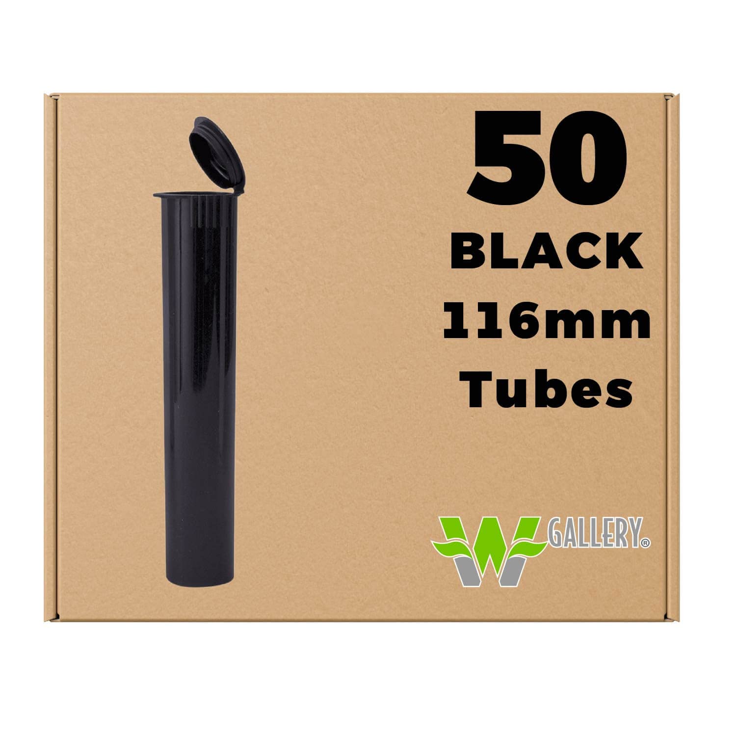 W Gallery 50 Black 116mm Tubes Pop Top Joint is Open Smell-Proof