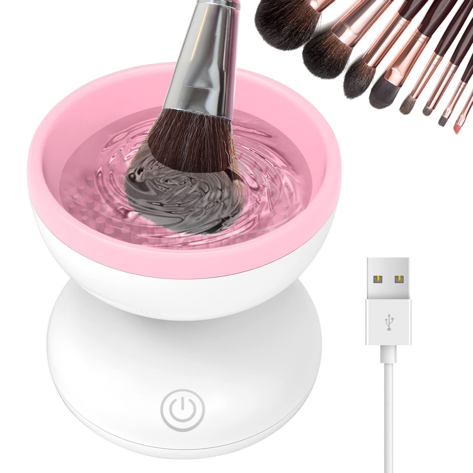 Makeup Brush Cleaner Dryer, Neeyer Super-Fast Electric Brush Cleaner  Machine Automatic Brush Cleaner Spinner Pink color…