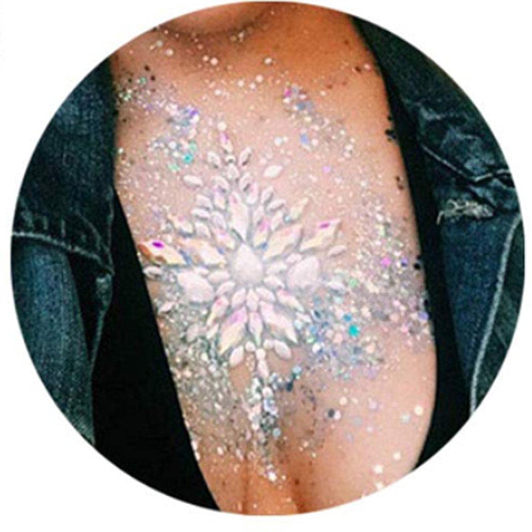 Barode Mermaid Chest Gems Stickers Rhinestones Temporary Breast Tattoo  Crystals Art Decor Clubwear Party Rave Festival Body Jewelry for Women and  Girls (1PCS)