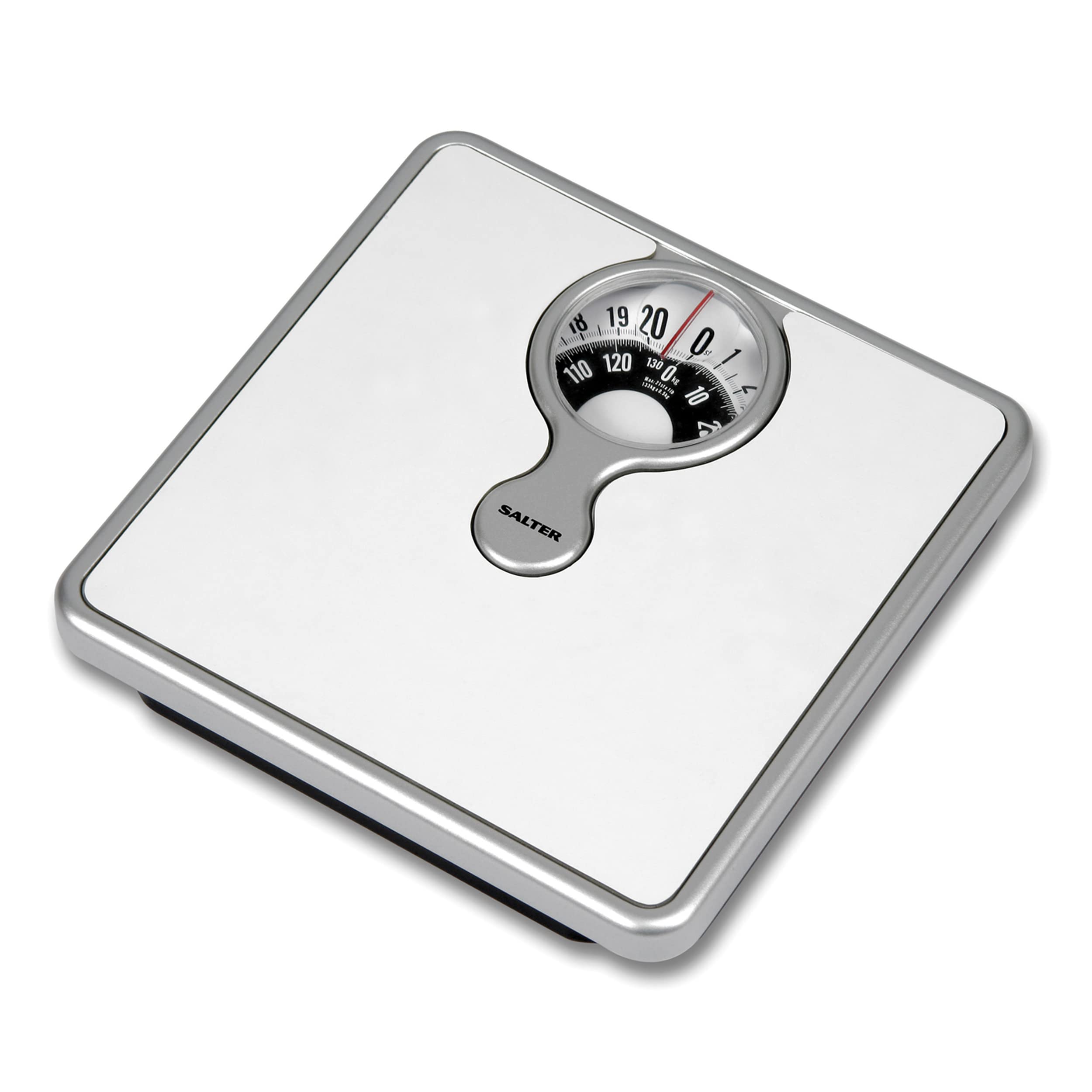 Salter 484 WHDR Magnified Mechanical Scales, 133 KG Maximum Capacity,  Compact Design, Magnifying Lens, Bathroom, Easy to Read Dial, Cushioned, No