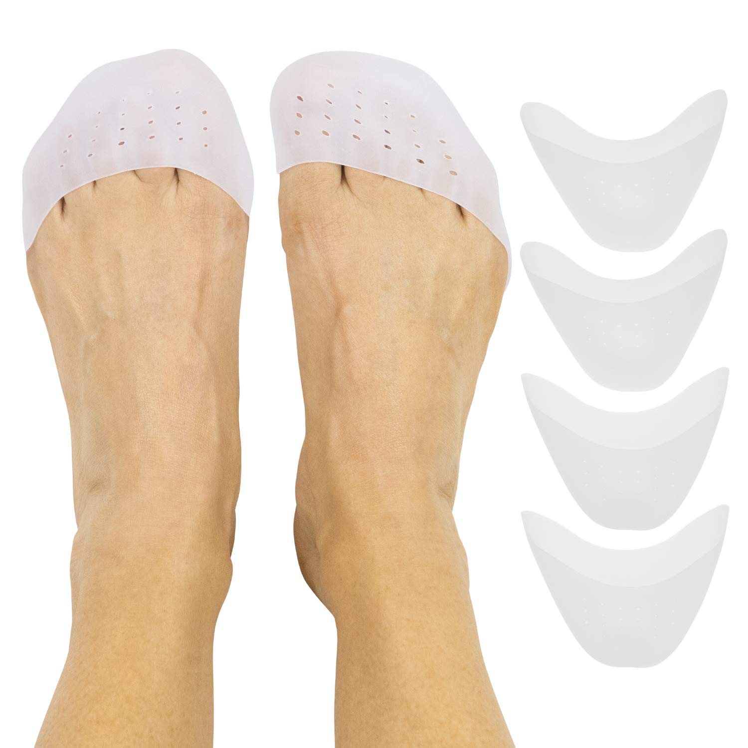 Vivesole Toe Pouches 4 PCS- Silicone Gel Sock Pads - Topper Cover Protector  Sleeve - Men Women Big Toe Protection Cushion for Ball of Foot Metatarsal  Ballet Pointe Cap Mortons Neuroma