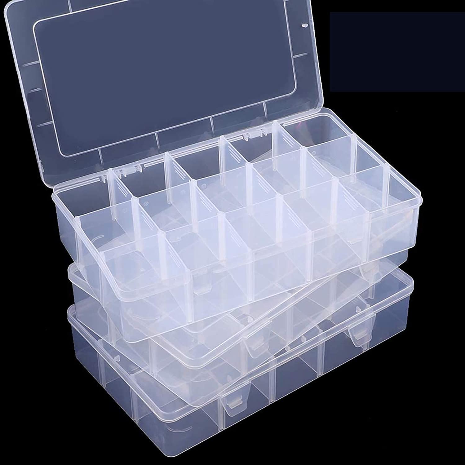 SGHUO 3 Pack15 Grids Large Plastic Storage Box Organizer Box,15