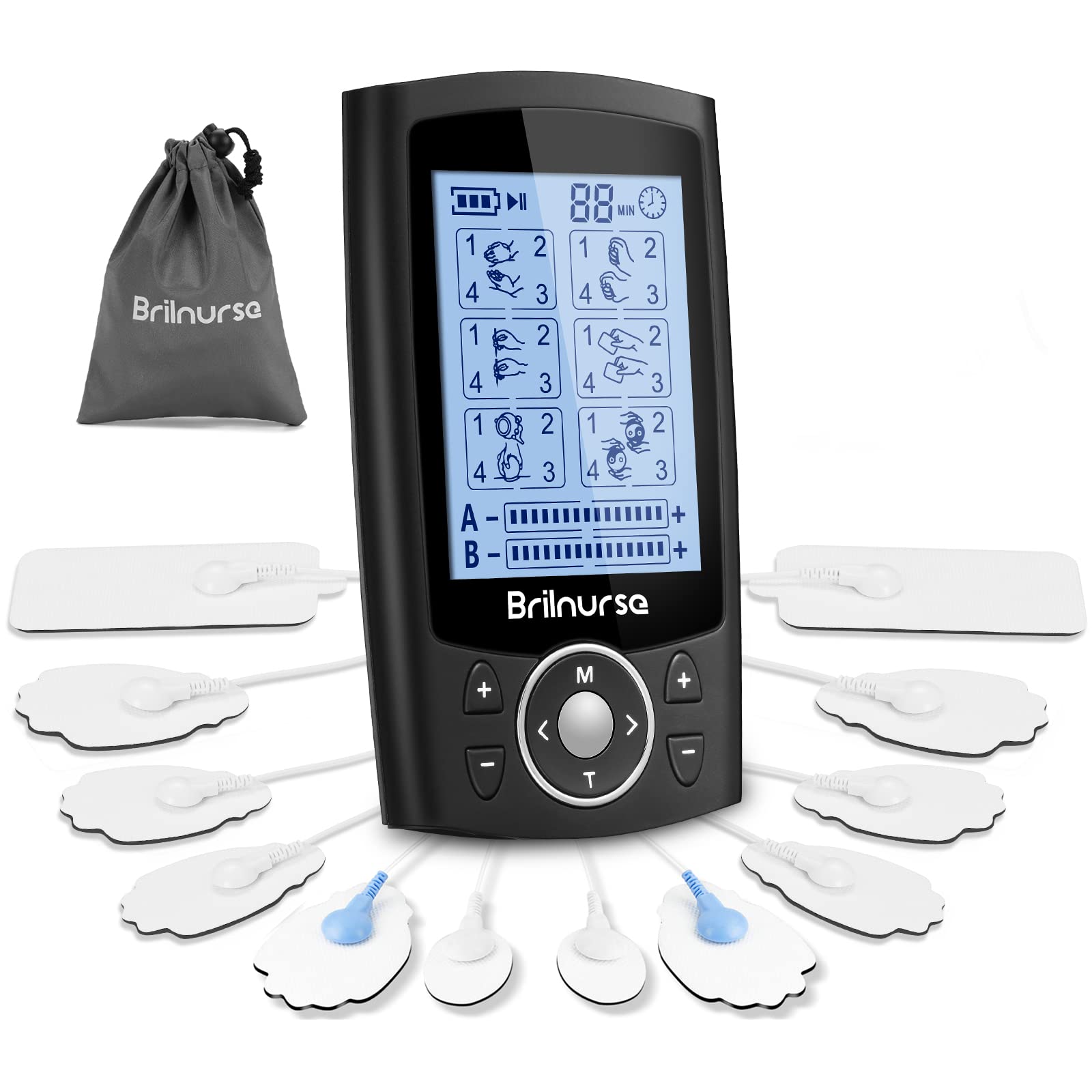 Tens Machine for Pain Relief - Easy@Home Dual Channel Tens Unit + Muscle Stimulator Electronic Pulse Massager