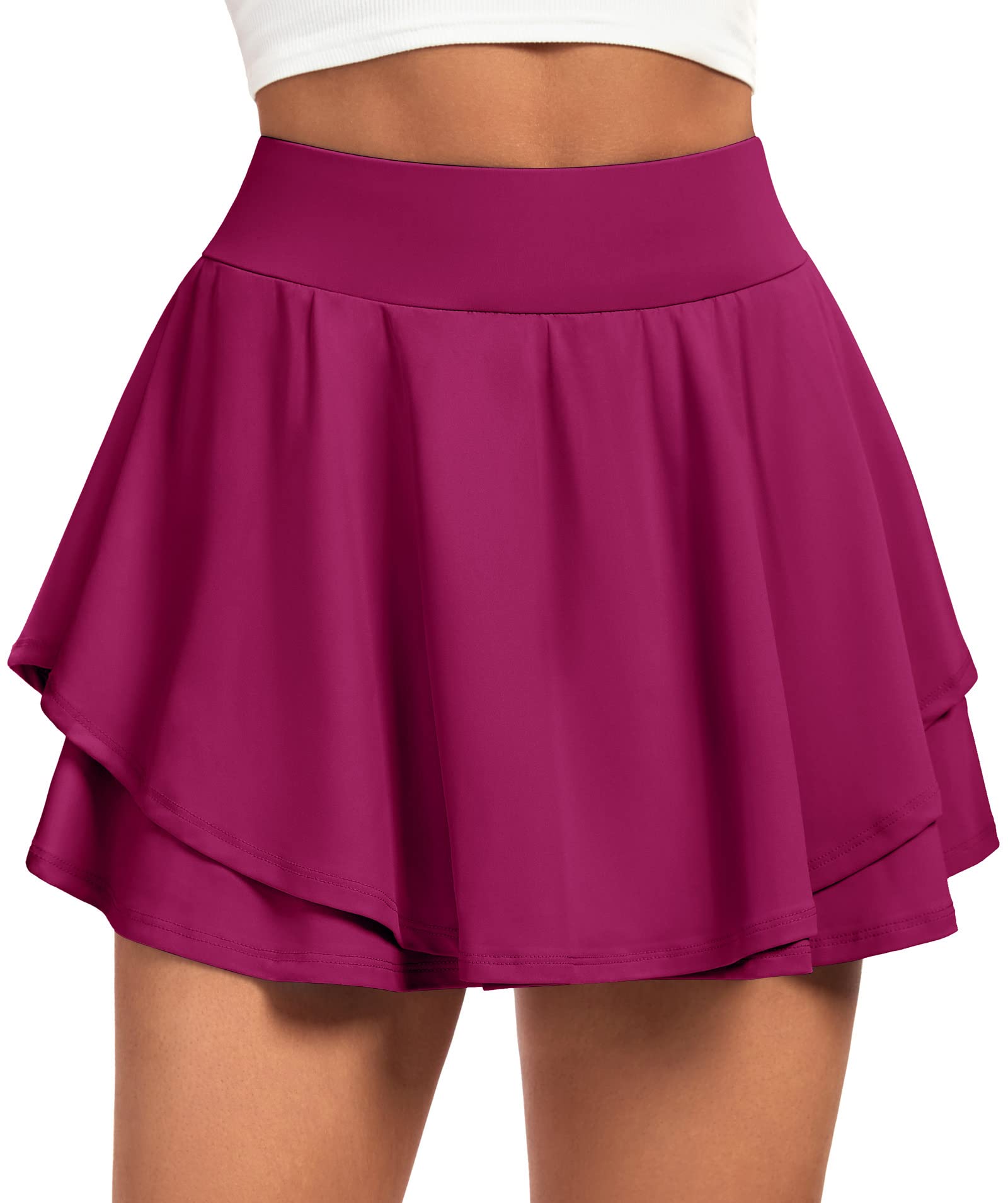 IUGA Tennis Skirts for Women with Pockets Shorts Athletic Golf Skorts  Skirts for Women High Waisted Running Workout Skorts Magenta Large