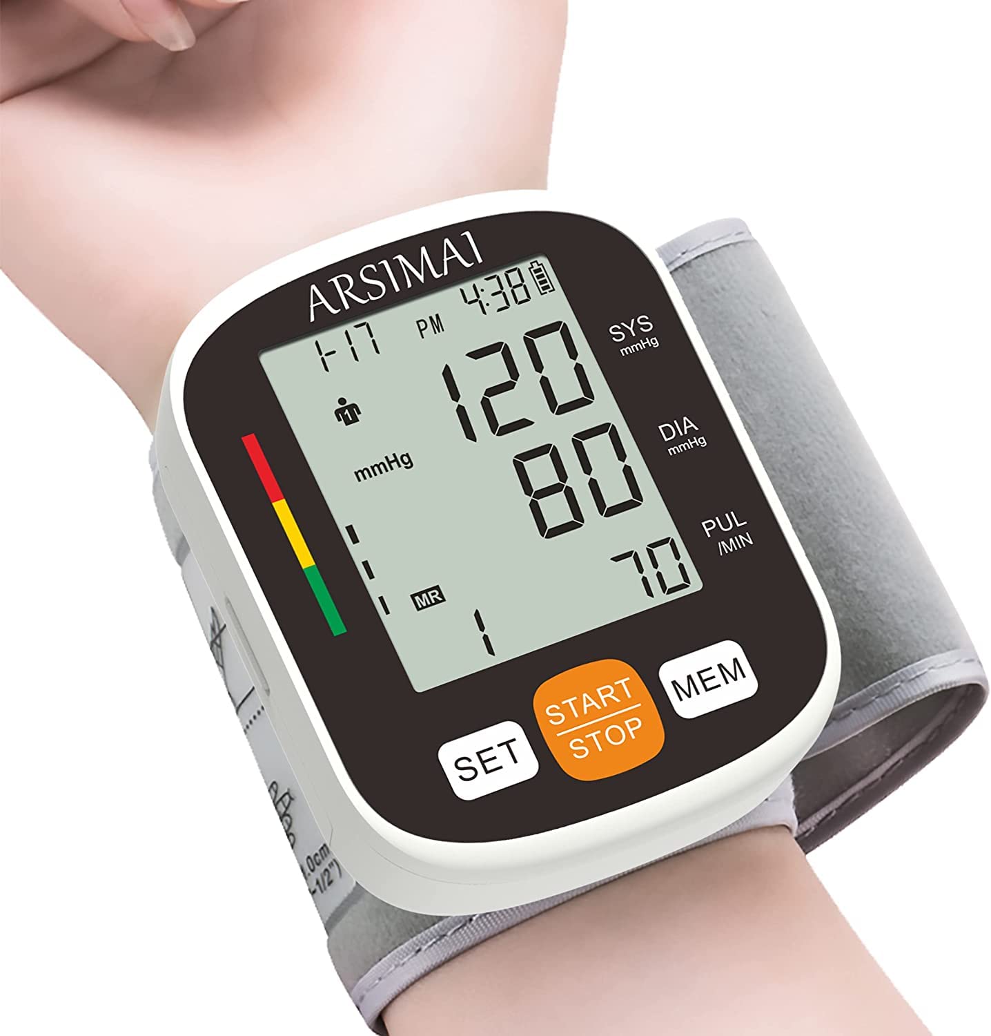 Automatic Wrist Blood Pressure Monitor: Adjustable Cuff + 2AAA Battery and  Storage Case - Irregular Heartbeat Detector & 198 Readings Memory Function  & Large LCD Screen