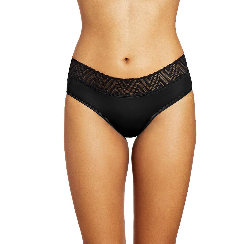 Thinx Hiphugger Period Underwear for Women Moderate Absorbency Period  Panties Feminine Care Black Large Large Black