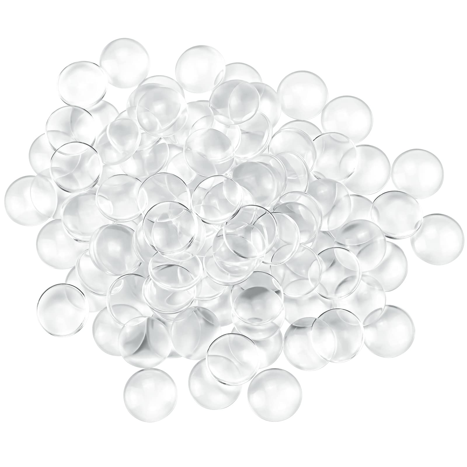 Acmer 100 Pieces Transparent Glass cabochons Clear Glass Dome cabochon  Non-calibrated Round 1 inch/25mm