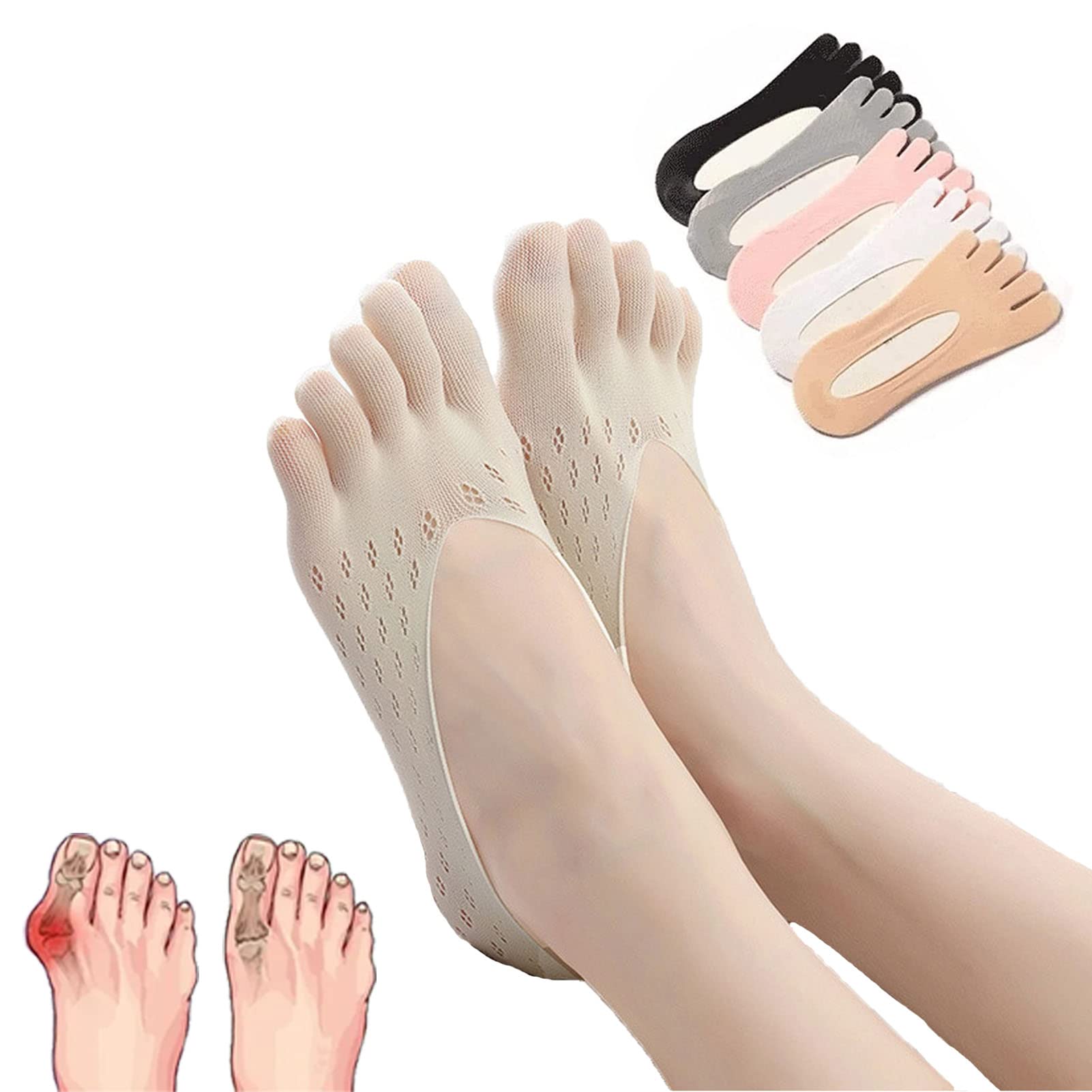 Orthoes Bunion Relief Socks Toe Separator Socks Sock Align Toe Socks for Bunion  Bunion Corrector for Women No Show Toe Socks 5 pair