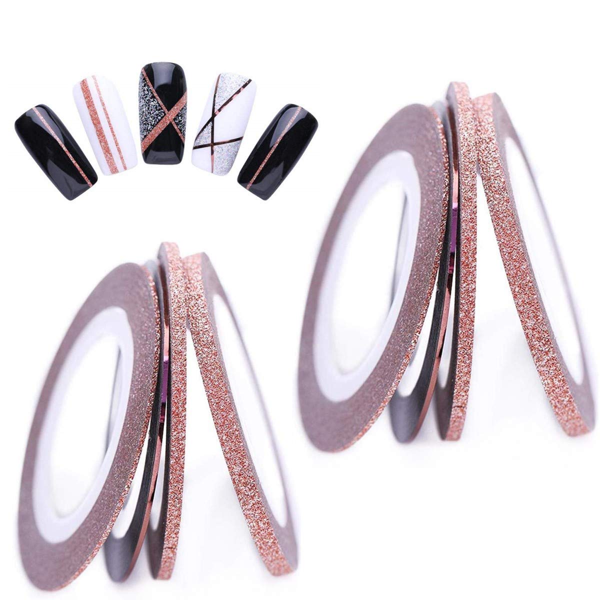 6pcs 3D Striping Tape Line Nail Stickers Rose Gold Metal Letters Decals  Curved Strips Nails Art Sliders Manicure Decors | anydaydirect