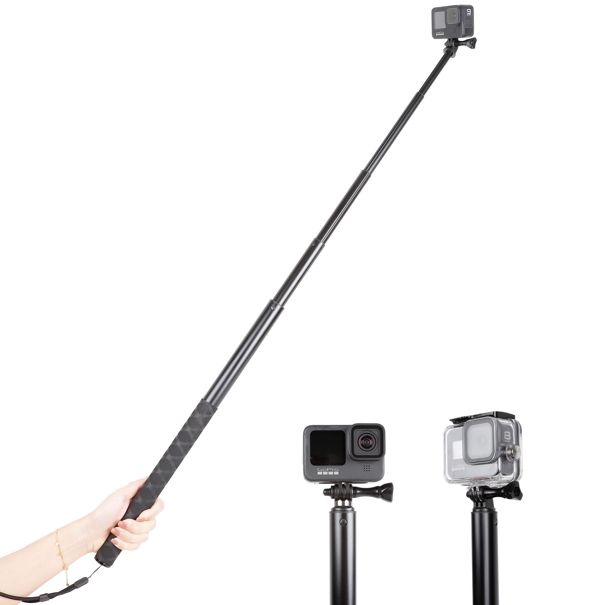 79inch Long Selfie Stick for GoPro 11 10 9 8 7 6 5 Blcak 4 Silver