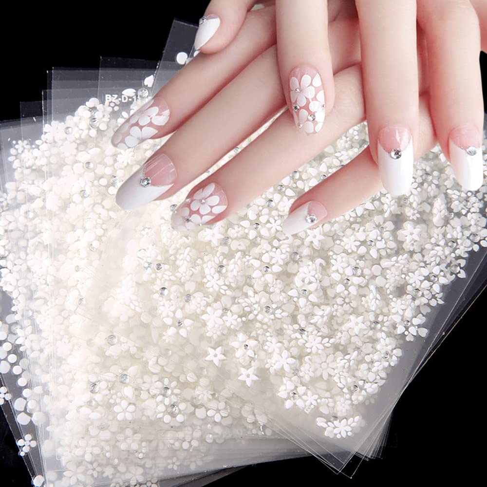 3D Embossed Snow Flake White Nail Stickers/christmas Holiday Wedding Bride  Laces Nail Art Peel off Stencils/ Winter Exquisite Nail Decal - Etsy