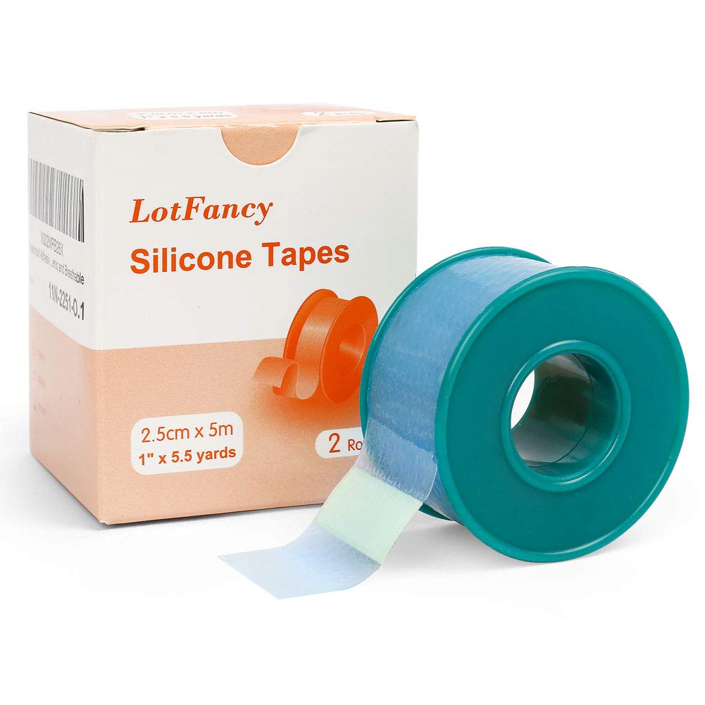 LotFancy Medical Silicone Tape, 2Rolls 15.5 Yds, Waterproof Adhesive  Surgical Tape, Soft Skin Tape for Surgery First Aid, Wound, Bandage and Sensitive  Skin 2 Count (Pack of 1)