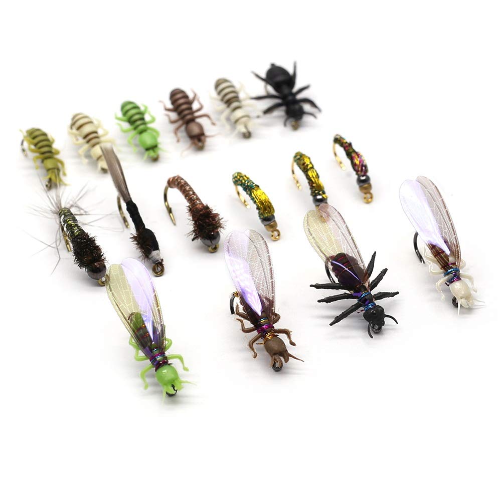 YZD Fly Fishing Flies Realistic Dry Wet Nymph Trout Flies Hand Tie