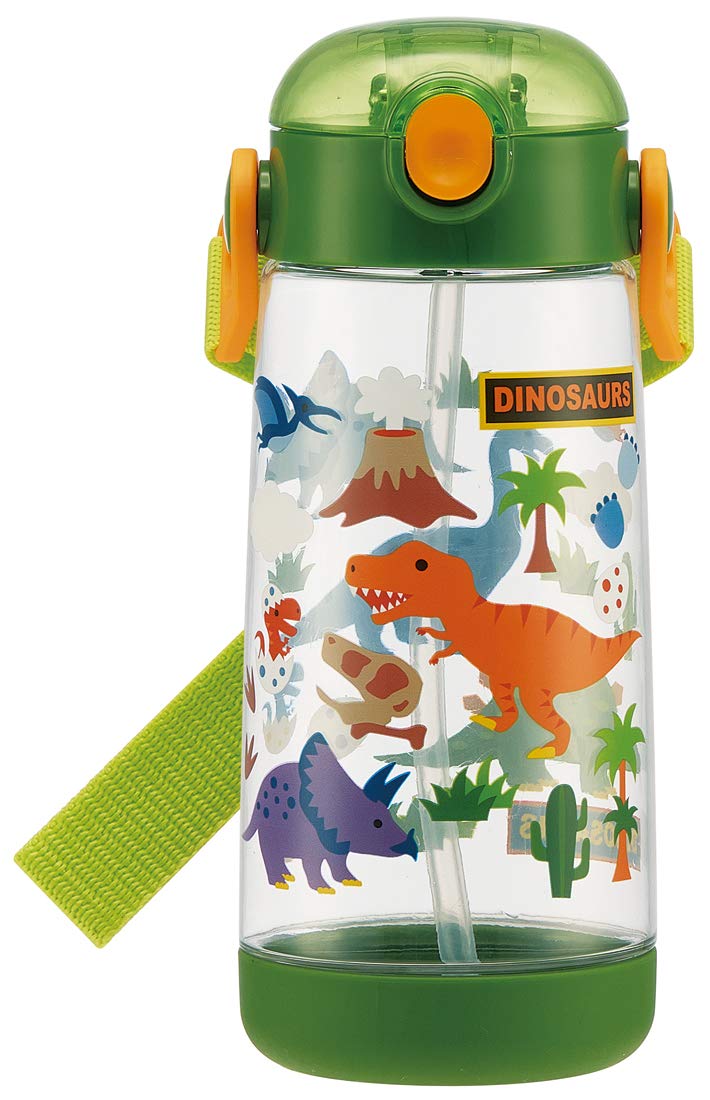 Skater PDSH5-A Kids Water Bottle with Straw Clear Bottle Dinosaur