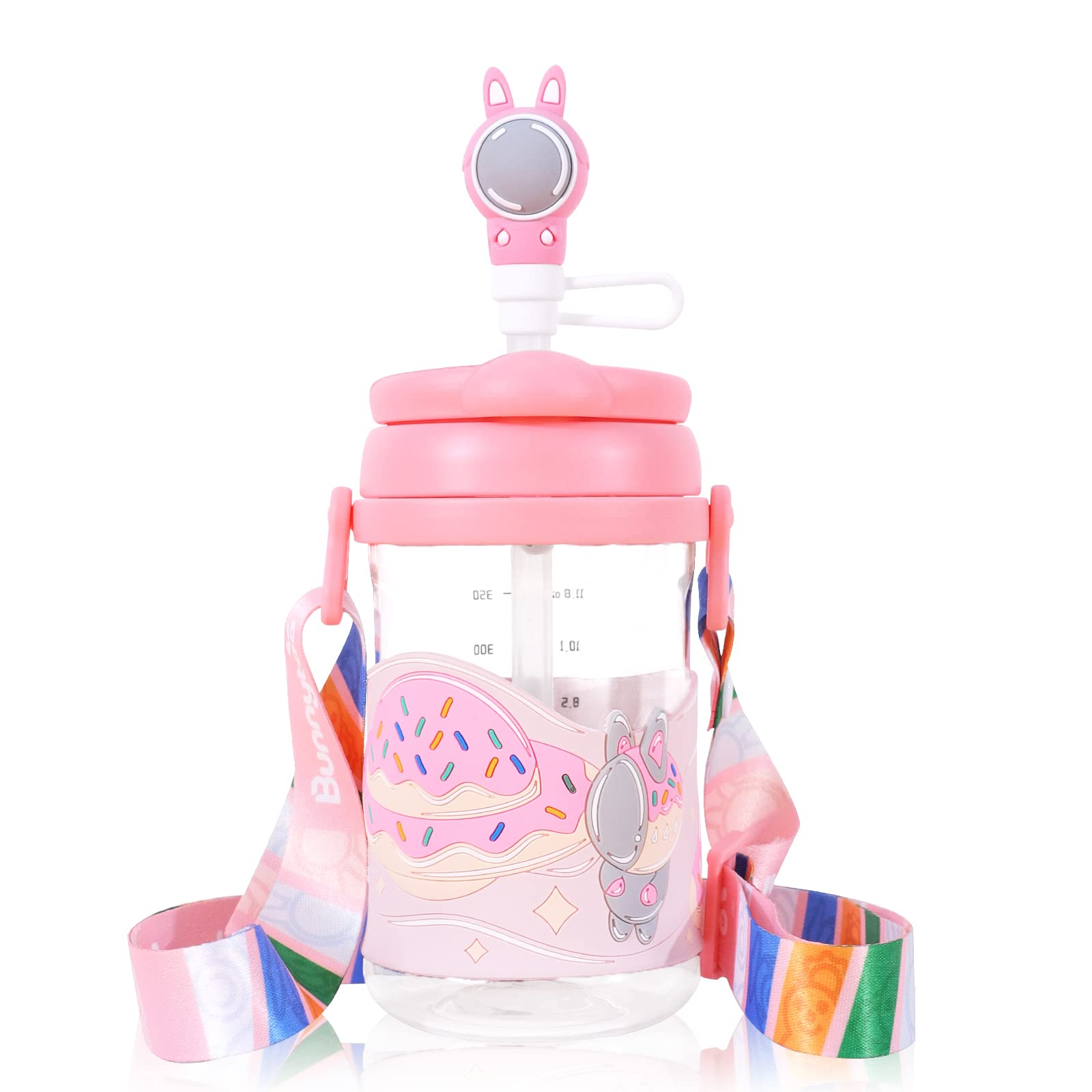 Bunnytoo Baby Sippy Cup with Straw & Spout Transition Bottle for 1 Year Old  Spill Proof Toddlers Cup with Shoulder Strap & Dust cover Appropriate for Infant  Older 2 Years Old(13 Ounce