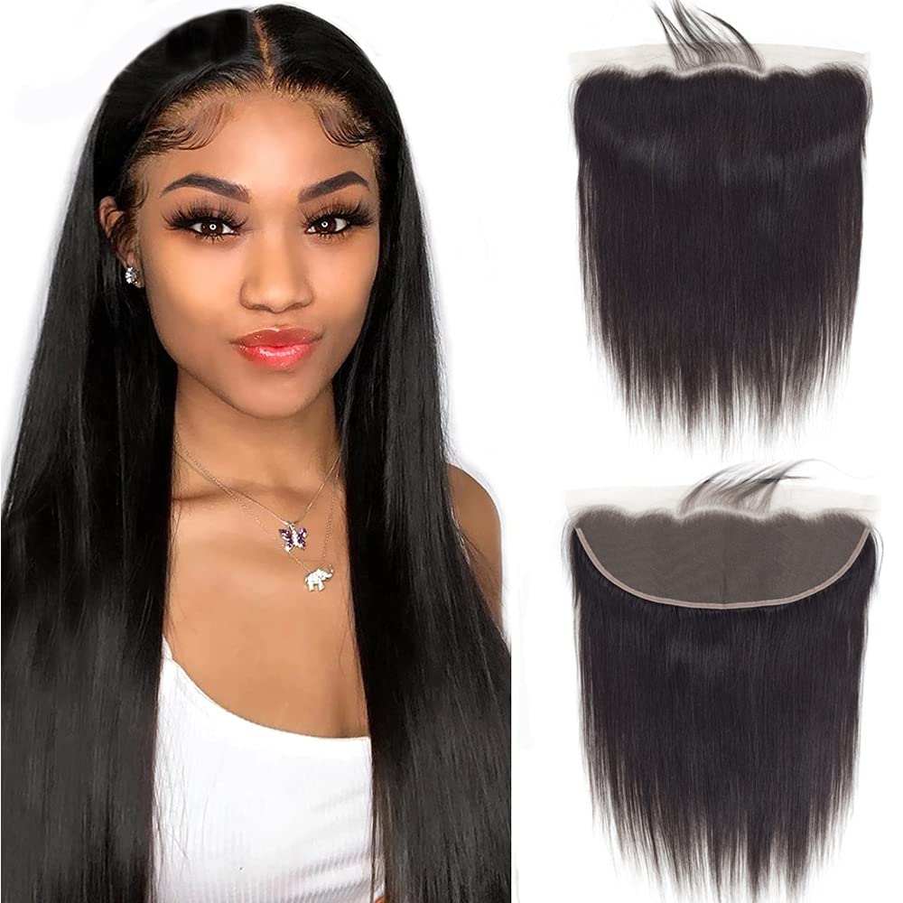 13x4 Ear To Ear Lace Frontal Closure Free Part Brazilian Virgin Straight  Human Hair Extensions 16inch