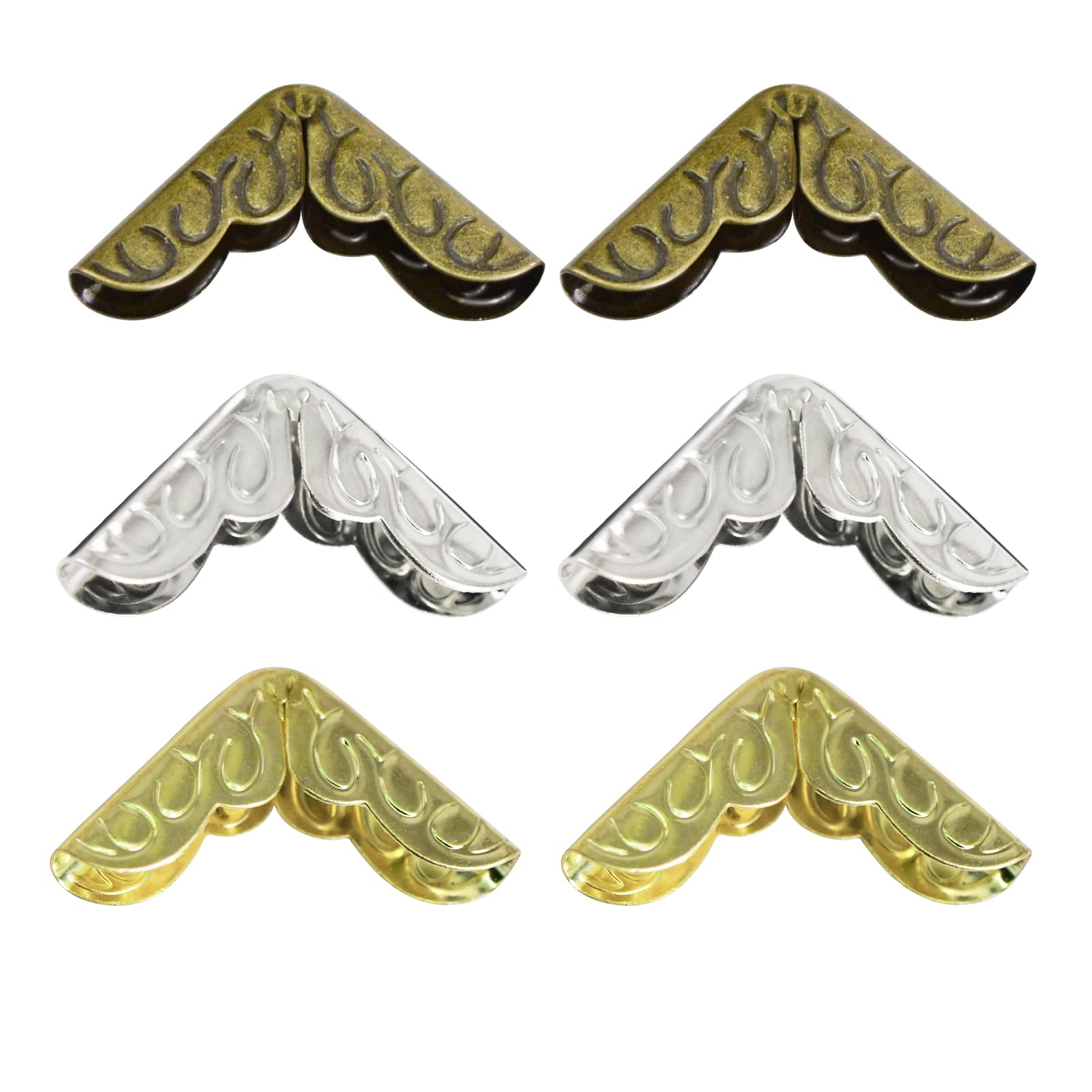 50Pcs Metal Book Corner Hollow Trilateral Albums Menus Folders Box Corner Protectors For Decor Bronze 16x16x3mm