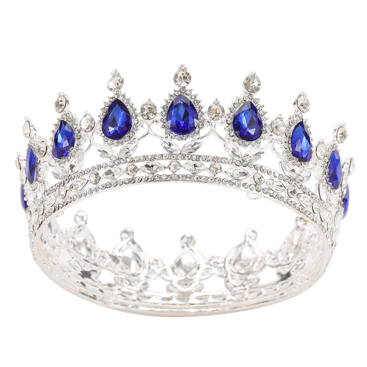Vintage Royal Queen Teardrop Rhinestone Diadem Tiaras Crown