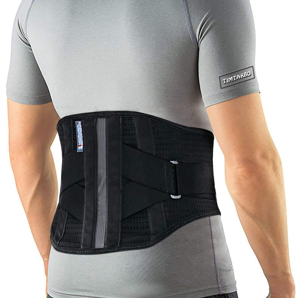 T TIMTAKBO Lower Back Brace W/Removable Lumbar Pad for Men Women Plus Size  Herniated Disc Sciatica Scoliosis Waist Pain Relief Lumbar Support  Belt(Black-2XL Fit Belly 37.5-47) Black/Gray 2X-Large (Pack of 1)
