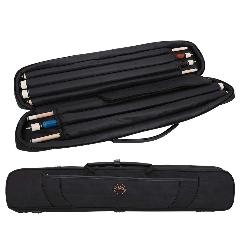 PiKu 3x4 Pool Stick Case Billiard Case Pool Cue Case Carry Case (3 Butts+4  Shafts) Black