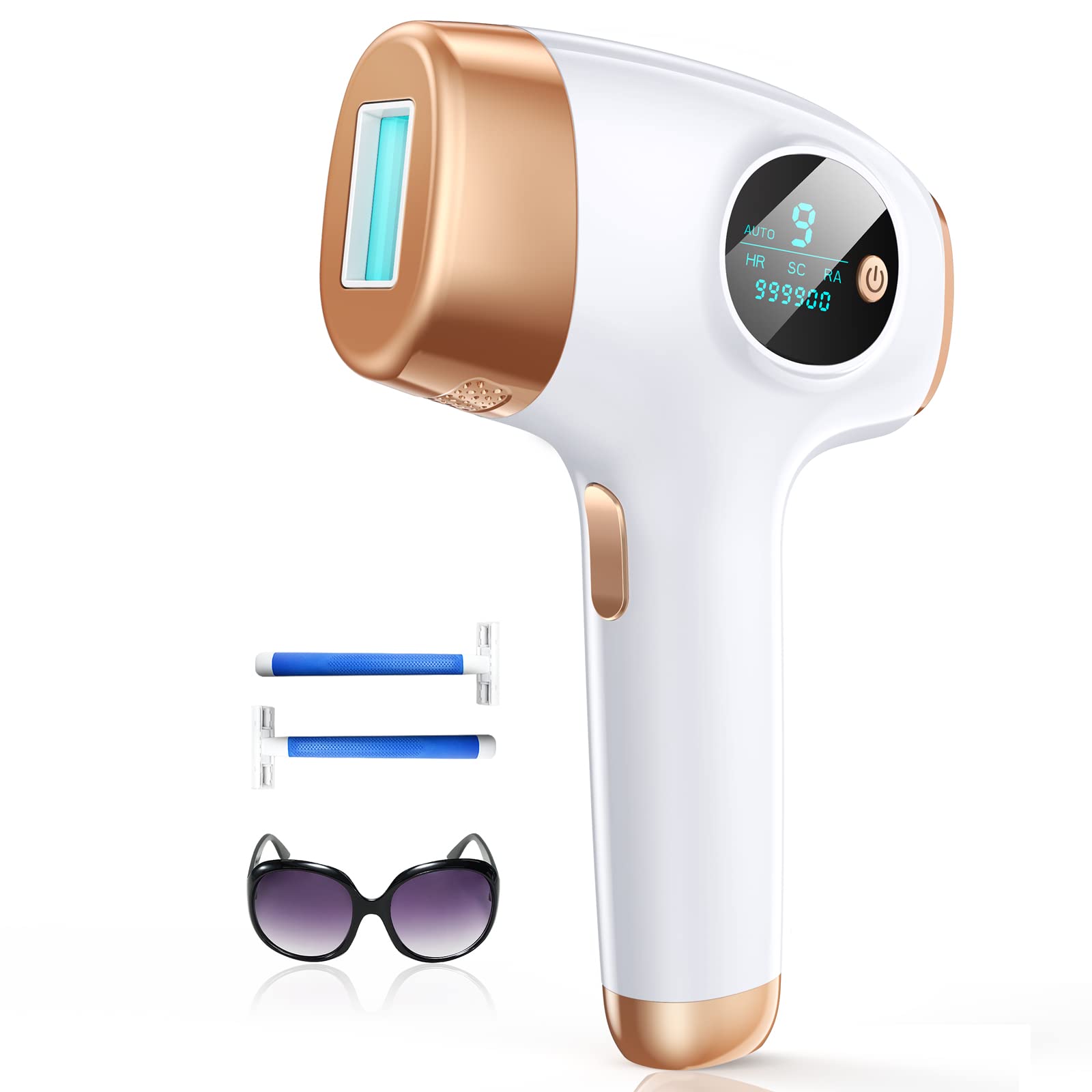 Laser Hair Removal for Women and Men, Newest 3 in 1 IPL Hair Removal, Permanent  Hair Remover At Home, 9 Energy Levels, 999,900 Flashes Painless, Safe,  Cleared for Facial Bikini Whole Body Gold Champagne