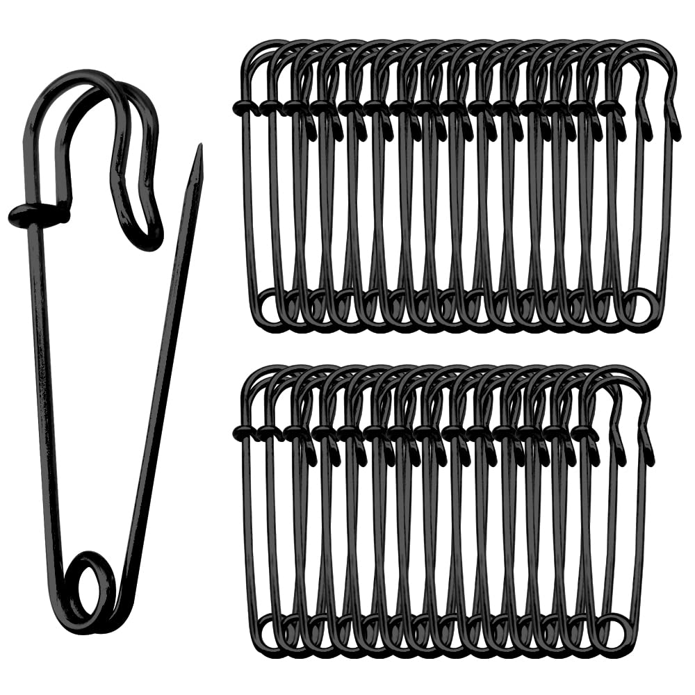 Alamic Safety Pins Brooches 2 inch/50mm Heavy Duty Blanket Pins for  Blankets Crafts Kilts Skirts Sweaters Shawls - 30 Pack (2 Inch/50mm Black) 2  Inch/50mm Black