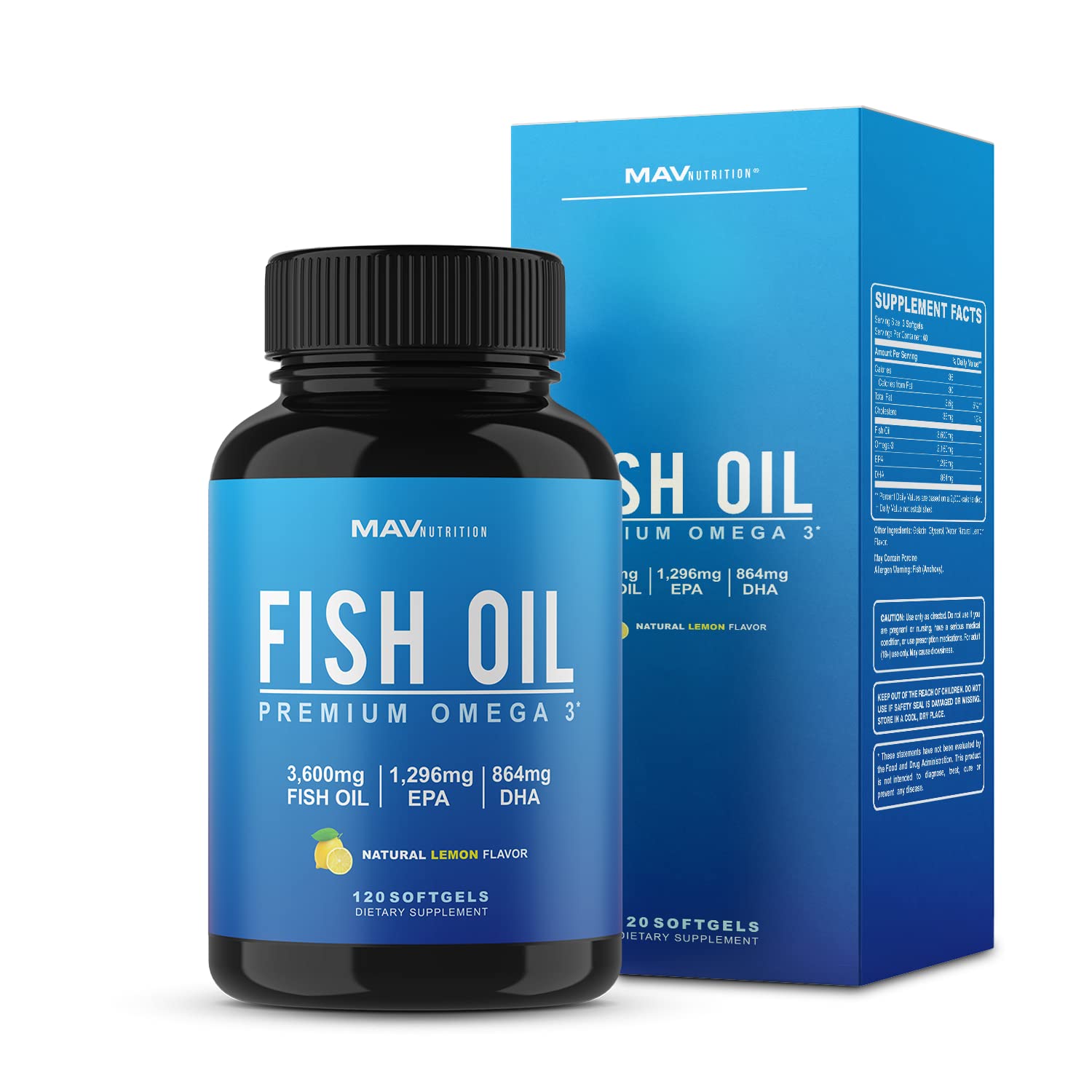 Omega-3 Premium Fish Oil, 2000 mg, 100 Fish Gelatin Softgels (180 EPA / 120  DHA per