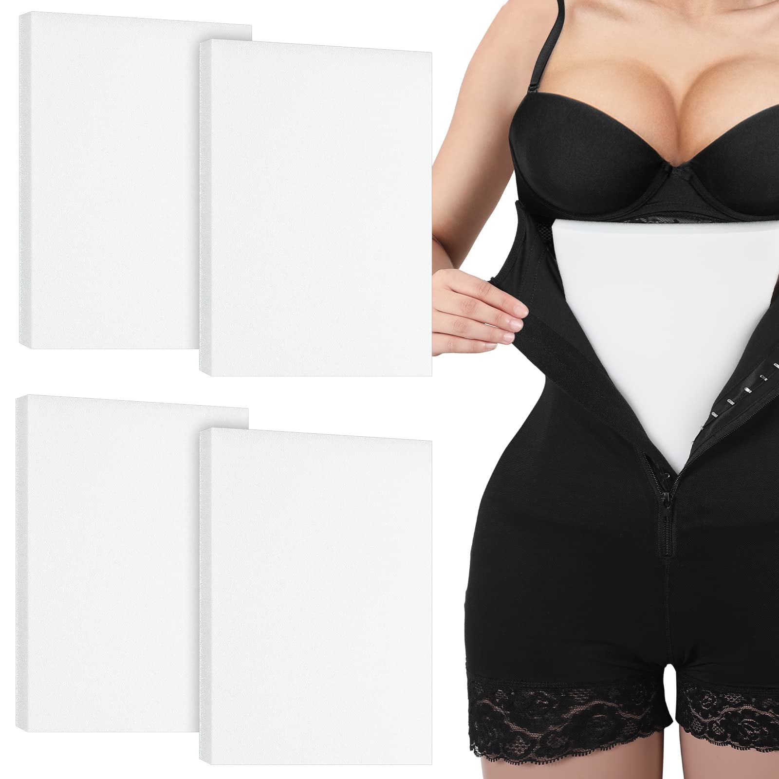 Lipo Foam Lipo Foam Pads Flattening Abdominal Foam Board Compression Garment  After Liposuction Foam Boards for Lipo Recovery Supplies 8 x 11 Inches  White (4)