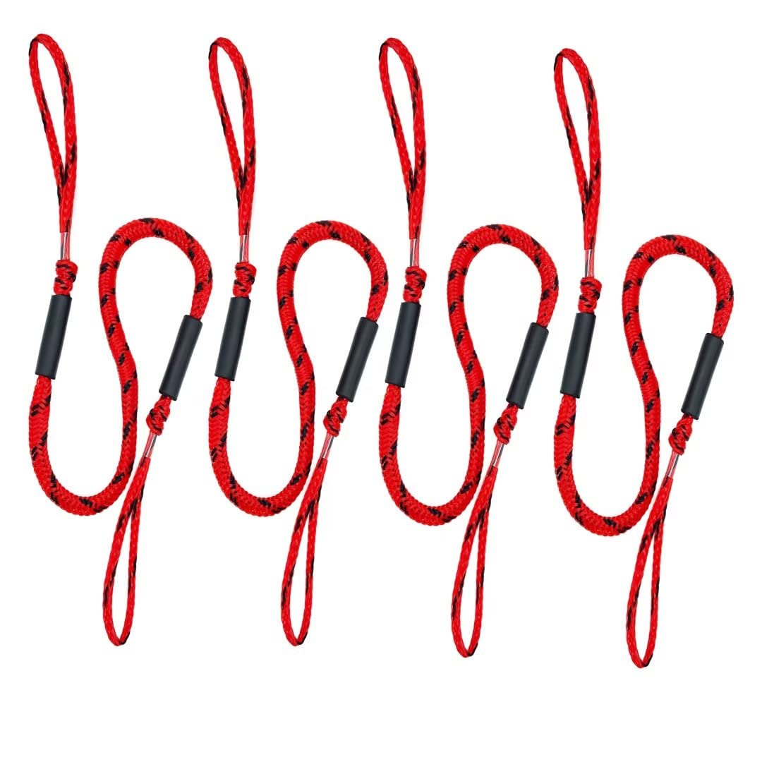 Bungee Dock Line, Mooring Ropes 2 Pack of 4-5.5 ft - Perfect for Boat, PWC, Jet ski, Pontoon, Kayak, Canoe, Power Boat